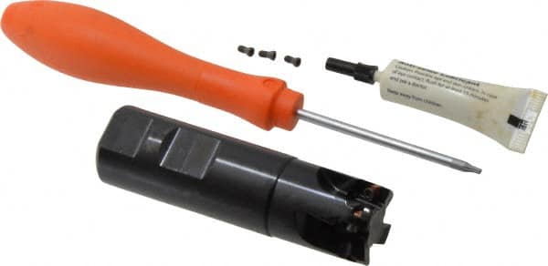 Kennametal - 1" Cut Diam, 0.395" Max Depth of Cut, 1" Shank Diam, 3.53" OAL, Indexable Square Shoulder End Mill - EC10.., EP10.. Inserts, Weldon Shank, 0° Lead Angle, Through Coolant - Benchmark Tooling