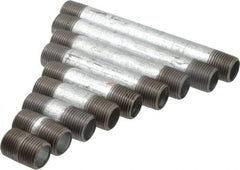 Made in USA - 66 Piece, 1/2" Pipe, Galvanized Pipe Nipple Set - Schedule 40, (6) Close, (6) 1-1/2, (6) 2, (6) 2-1/2, (6) 3, (6) 3-1/2, (6) 4, (6) 4-1/2, (6) 5, (6) 5-1/2, (6) 6 - Benchmark Tooling