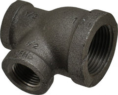 Black Tee: 1 x 1/2 x 1/2″, 150 psi, Threaded Malleable Iron, Black Finish, Class 150