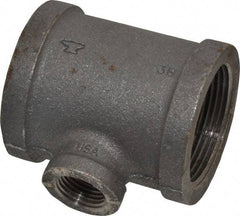 Made in USA - Size 1-1/2 x 1-1/2 x 1/2", Class 150, Malleable Iron Black Pipe Reducing Tee - 300 psi, Threaded End Connection - Benchmark Tooling