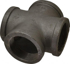 Made in USA - Size 2-1/2", Class 150, Malleable Iron Black Pipe Cross - 300 psi, Threaded End Connection - Benchmark Tooling