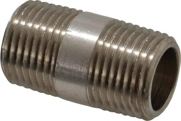 Value Collection - 1-1/2" Long, 1/2" Pipe Threaded Brass Pipe Nipple - NPT Thread, Nickel Plated - Benchmark Tooling