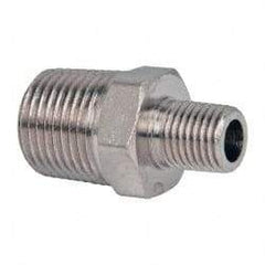 Value Collection - 1/2 x 1/4" Internal Pipe, Brass Hex Nipple Reducer - Male x Male - Benchmark Tooling