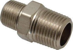 Value Collection - 1/2 x 3/8" Internal Pipe, Brass Hex Nipple Reducer - MNPT - Benchmark Tooling