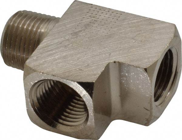 Value Collection - 1/2" Internal Pipe, Brass Street Tee - FNPT x MNPT - Benchmark Tooling