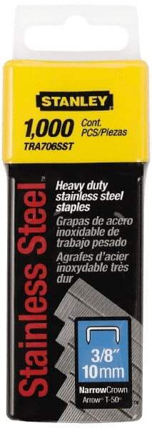 Stanley - 27/64" Wide Stainless Steel Narrow Crown Staples - 3/8" Leg Length - Benchmark Tooling