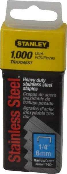 Stanley - 27/64" Wide Stainless Steel Narrow Crown Staples - 1/4" Leg Length - Benchmark Tooling