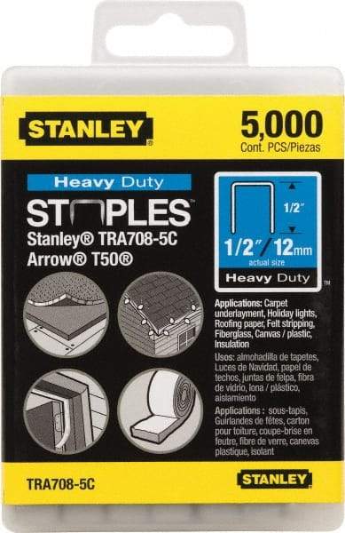 Stanley - 27/64" Wide Galvanized Steel Heavy Duty Power Crown Staples - 1/2" Leg Length - Benchmark Tooling