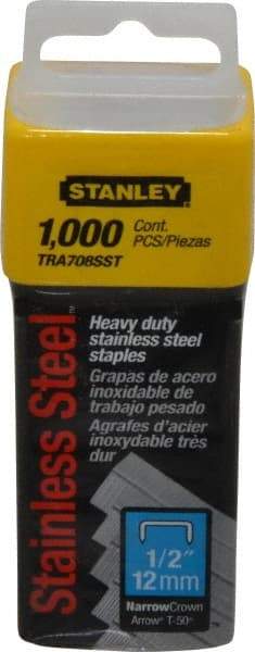 Stanley - 27/64" Wide Stainless Steel Narrow Crown Staples - 1/2" Leg Length - Benchmark Tooling