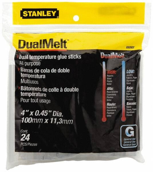 Stanley - 7/16" Diam, 4" Long, Opaque Hot Melt, Low Melt Glue Stick - GS Series - Benchmark Tooling