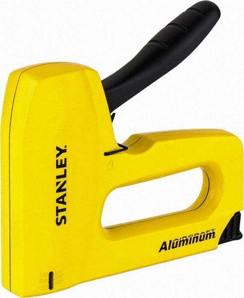 Stanley - Manual Staple Gun - 1/4, 5/16, 3/8, 1/2, 9/16" Staples, Yellow & Black, Aluminum - Benchmark Tooling