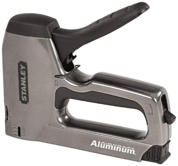 Stanley - Manual Brad Nailer/Staple Gun - 1/4, 5/16, 3/8, 1/2, 9/16, 1/2, 5/8, 9/16" Staples, Silver, Aluminum - Benchmark Tooling