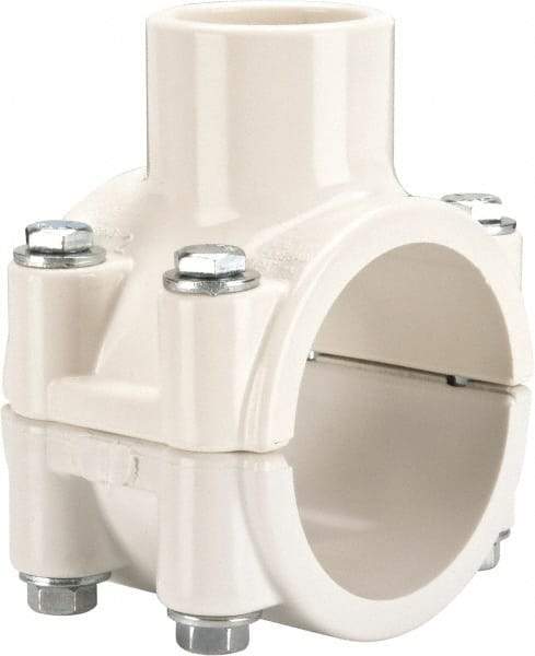 Value Collection - 2 x 1" PVC Plastic Pipe Clamp On Saddle with EPDM O-Ring - Schedule 40, Pipe O.D. x Soc End Connections - Benchmark Tooling