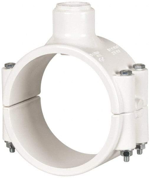 Value Collection - 4 x 3/4" PVC Plastic Pipe Clamp On Saddle with EPDM O-Ring - Schedule 40, Pipe O.D. x Soc End Connections - Benchmark Tooling