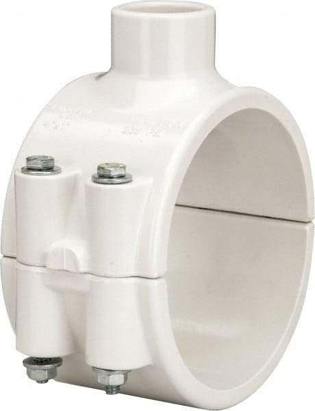Value Collection - 4 x 1" PVC Plastic Pipe Clamp On Saddle with EPDM O-Ring - Schedule 40, Pipe O.D. x Soc End Connections - Benchmark Tooling