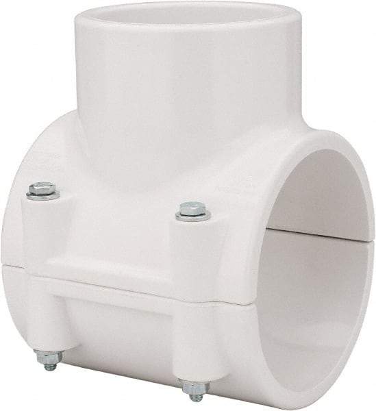 Value Collection - 4 x 3" PVC Plastic Pipe Clamp On Saddle with EPDM O-Ring - Schedule 40, Pipe O.D. x Soc End Connections - Benchmark Tooling