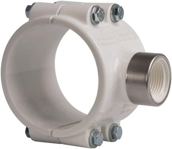 Value Collection - 3 x 1" PVC Plastic Pipe Clamp On Saddle with EPDM O-Ring - Schedule 40, Pipe O.D. x SR Fipt End Connections - Benchmark Tooling