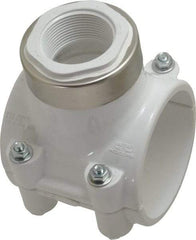 Value Collection - 3 x 1-1/2" PVC Plastic Pipe Clamp On Saddle with EPDM O-Ring - Schedule 40, Pipe O.D. x SR Fipt End Connections - Benchmark Tooling