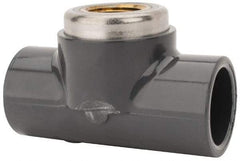 Value Collection - 3/4 x 3/4 x 1/2" PVC Plastic Pipe Tee - Schedule 80, PVC Slip x Brass Fipt End Connections - Benchmark Tooling