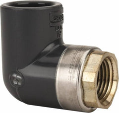 Value Collection - 1/2" PVC Plastic Pipe 90° Elbow - Schedule 80, PVC Slip x Brass Fipt End Connections - Benchmark Tooling