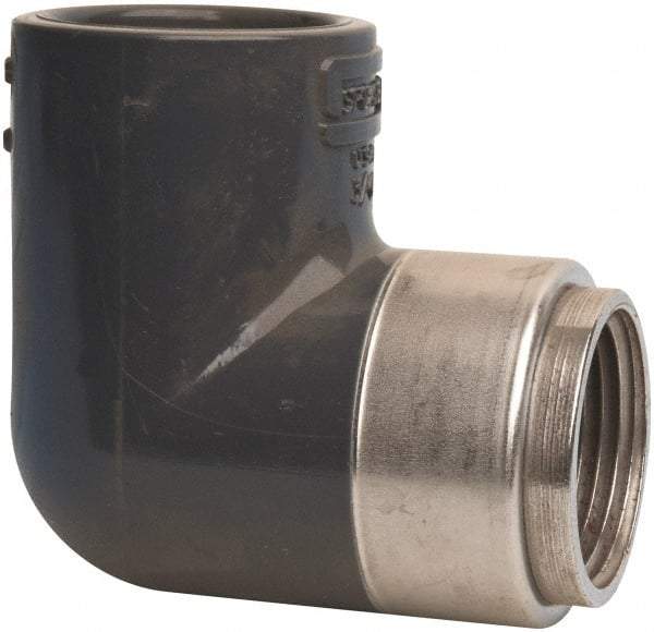 Value Collection - 3/4" PVC Plastic Pipe 90° Elbow - Schedule 80, PVC Slip x Brass Fipt End Connections - Benchmark Tooling