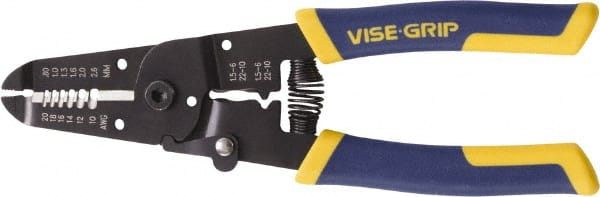 Irwin - Wire & Cable Strippers; Type: Wire Stripper/Cutter/Crimper ; Maximum Capacity: 10 AWG ; Minimum Wire Gage: 24 AWG ; Minimum Wire Size (mm): 0.51 ; Maximum Wire Size (mm): 2.59 ; Overall Length (mm): 178 - Exact Industrial Supply