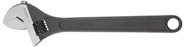 Irwin - 2-1/4" Jaw Capacity, 18" Standard Adjustable Wrench - Chrome Vanadium Steel, Chrome Finish - Benchmark Tooling