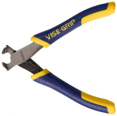 Irwin - 4-1/2" OAL, Flush End Cutting Pliers - 5/16" Jaw Length x 9/16" Jaw Width, Standard Head, Rubber Grips Handle - Benchmark Tooling