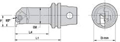 Kennametal - Insert Style NG 2L, 60mm Head Length, Right Hand Cut, Internal Modular Threading Cutting Unit Head - System Size KM32, 11mm Center to Cutting Edge, Series Top Notch - Benchmark Tooling