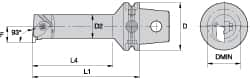 Kennametal - Insert Style NG 3R, 140mm Head Length, Left Hand Cut, Internal Modular Threading Cutting Unit Head - System Size KM63, 22mm Center to Cutting Edge, Series Top Notch - Benchmark Tooling