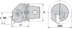 Kennametal - Insert Style NG 3R, 60mm Head Length, Left Hand Cut, Internal Modular Threading Cutting Unit Head - System Size KM63, 43mm Center to Cutting Edge, Series Top Notch - Benchmark Tooling