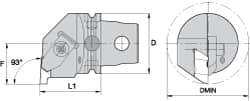 Kennametal - Insert Style NG 3L, 60mm Head Length, Right Hand Cut, Modular Threading Cutting Unit Head - System Size KM63, 43mm Center to Cutting Edge, Series Top Notch - Benchmark Tooling