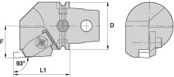 Kennametal - Insert Style NG 3R, 60mm Head Length, Right Hand Cut, Internal Modular Threading Cutting Unit Head - System Size KM63, 43mm Center to Cutting Edge, Series Top Notch - Benchmark Tooling