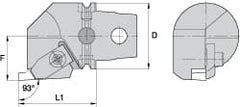 Kennametal - Insert Style NG 4R, 60mm Head Length, Right Hand Cut, Internal Modular Threading Cutting Unit Head - System Size KM63, 43mm Center to Cutting Edge, Series Top Notch - Benchmark Tooling