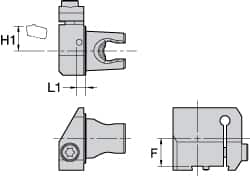 Kennametal - System Size KM25, Right Hand Cut, Modular Cutoff Cutting Unit Head - A2 BHSN19X... Insert Style, 0.189" Head Length, 0.4921" Center to Cutting Edge, Series A2 - Benchmark Tooling