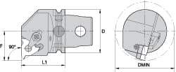 Kennametal - Insert Style LT 22NL, 60mm Head Length, Left Hand Cut, Internal Modular Threading Cutting Unit Head - System Size KM63, 43mm Center to Cutting Edge, Series LT Threading - Benchmark Tooling