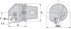 Kennametal - Insert Style LT 22NL, 60mm Head Length, Left Hand Cut, Internal Modular Threading Cutting Unit Head - System Size KM63, 43mm Center to Cutting Edge, Series LT Threading - Benchmark Tooling