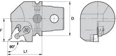 Kennametal - Insert Style LT 16EL, 60mm Head Length, Left Hand Cut, External Modular Threading Cutting Unit Head - System Size KM63, 43mm Center to Cutting Edge, Series LT Threading - Benchmark Tooling