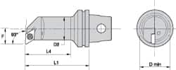 Kennametal - Right Hand Cut, 25mm Min Bore Diam, Size KM32 Steel Modular Boring Cutting Unit Head - 2.3622" Max Bore Depth, Through Coolant, Compatible with DP.. - Benchmark Tooling