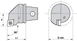 Kennametal - Left Hand Cut, Size KM32, CC.. Insert Compatiblity, Internal Modular Turning & Profiling Cutting Unit Head - 22mm Ctr to Cutting Edge, 35mm Head Length, Through Coolant, Series Screw-On - Benchmark Tooling