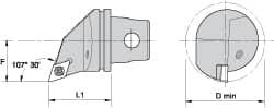 Kennametal - Right Hand Cut, Size KM32, DC.. Insert Compatiblity, Internal Modular Turning & Profiling Cutting Unit Head - 22mm Ctr to Cutting Edge, 35mm Head Length, Through Coolant, Series Screw-On - Benchmark Tooling