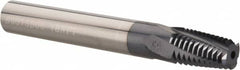 Carmex - 1/4-18 to 3/8-18 NPT, 3/8" Cutting Diam, 4 Flute, Solid Carbide Helical Flute Thread Mill - Internal/External Thread, 0.64" LOC, 3" OAL, 3/8" Shank Diam - Benchmark Tooling