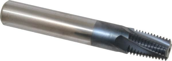 Carmex - 1/2-14 to 3/4-14 NPT, 0.61" Cutting Diam, 4 Flute, Solid Carbide Helical Flute Thread Mill - Internal/External Thread, 0.89" LOC, 4" OAL, 5/8" Shank Diam - Benchmark Tooling