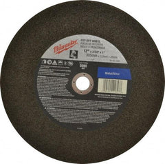 Milwaukee Tool - 12" 36 Grit Aluminum Oxide Cutoff Wheel - 3/32" Thick, 1" Arbor, 5,095 Max RPM, Use with Angle Grinders - Benchmark Tooling