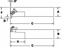 Tool-Flo - External Thread, Right Hand Cut, 3/4" Shank Width x 3/4" Shank Height Indexable Threading Toolholder - 4-1/2" OAL, FL 2L Insert Compatibility, FLE Toolholder, Series FLER - Benchmark Tooling