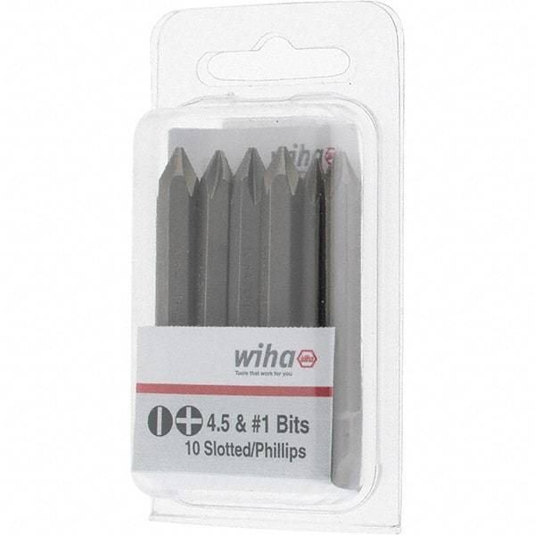 Wiha - 1/4" Drive, #1 Reversible Phillips/Slotted Screwdriver Bit - 2-3/8" OAL - Benchmark Tooling