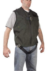 Gemtor - 350 Lb Capacity, Size L, Full Body Vest Safety Harness - Polyester, Quick Connect Leg Strap, Quick Connect Chest Strap, Green - Benchmark Tooling