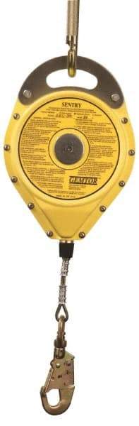 Gemtor - 100' Long, Stainless Steel Cable Self-Retracting Lifeline - 0.187" Diam, Swivel Locking Snap Hook Connector - Benchmark Tooling