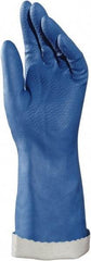 MAPA Professional - Size XL (10), 14" Long, 30 mil Thick, Supported, Neoprene Chemical Resistant Gloves - Textured Finish, Cotton Lined, Gauntlet Cuff, Blue, FDA Approved - Benchmark Tooling