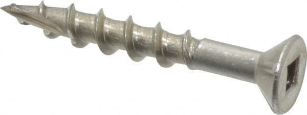 Value Collection - #8 Flat Head, Square Drive Stainless Steel Deck Screw - 1-1/4" OAL, Grade 305, Type 17 Point - Benchmark Tooling
